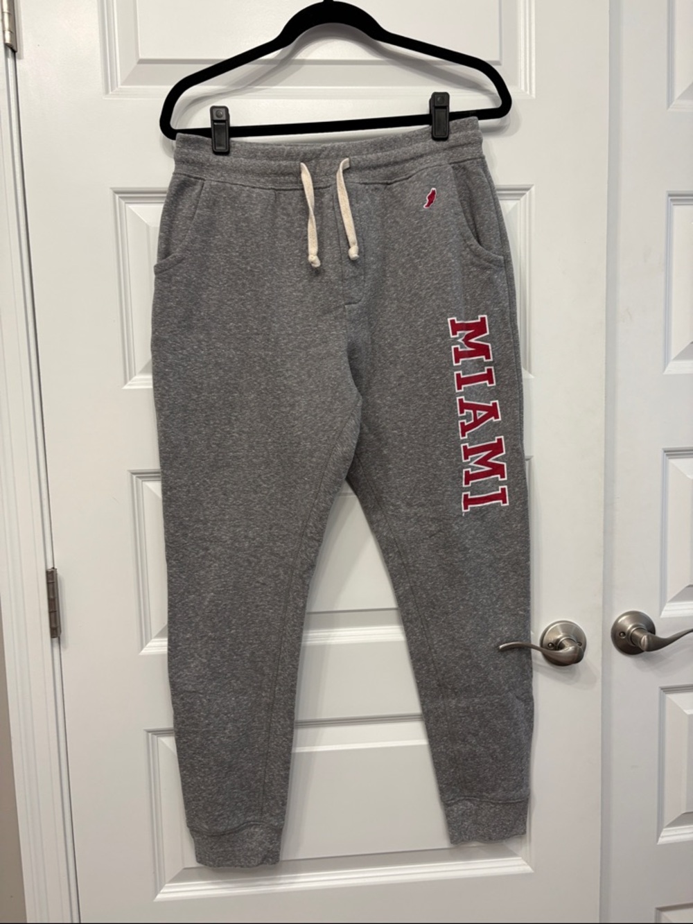League Brand Gray Miami University of Ohio Sweatpants with Red Lettering